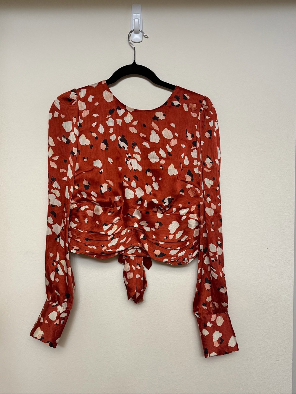 Adelyn Rae Rust & Cream Tie-Front Animal-Print Blouse